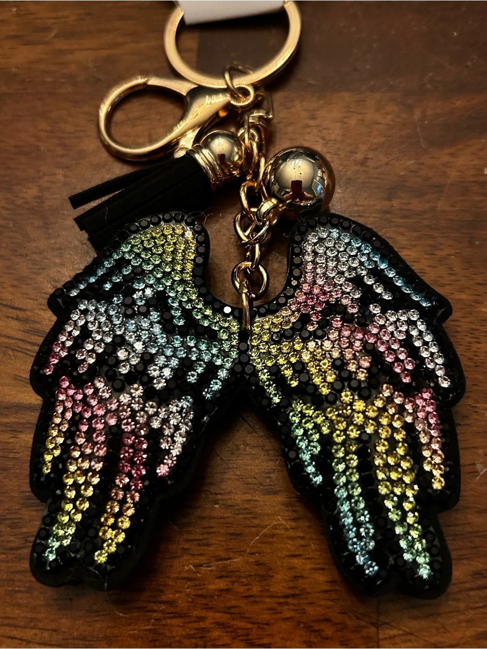 Fashion Jewelry Multicolor Crystal Wings Bag Charm and Keychain NWT